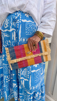 Sophie Raffia Clutch Purse (Sassafras Swirl)