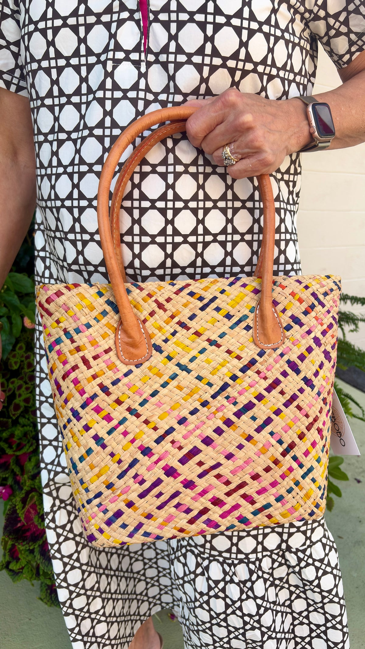 Pianina Raffia Basket Bag (Confetti)