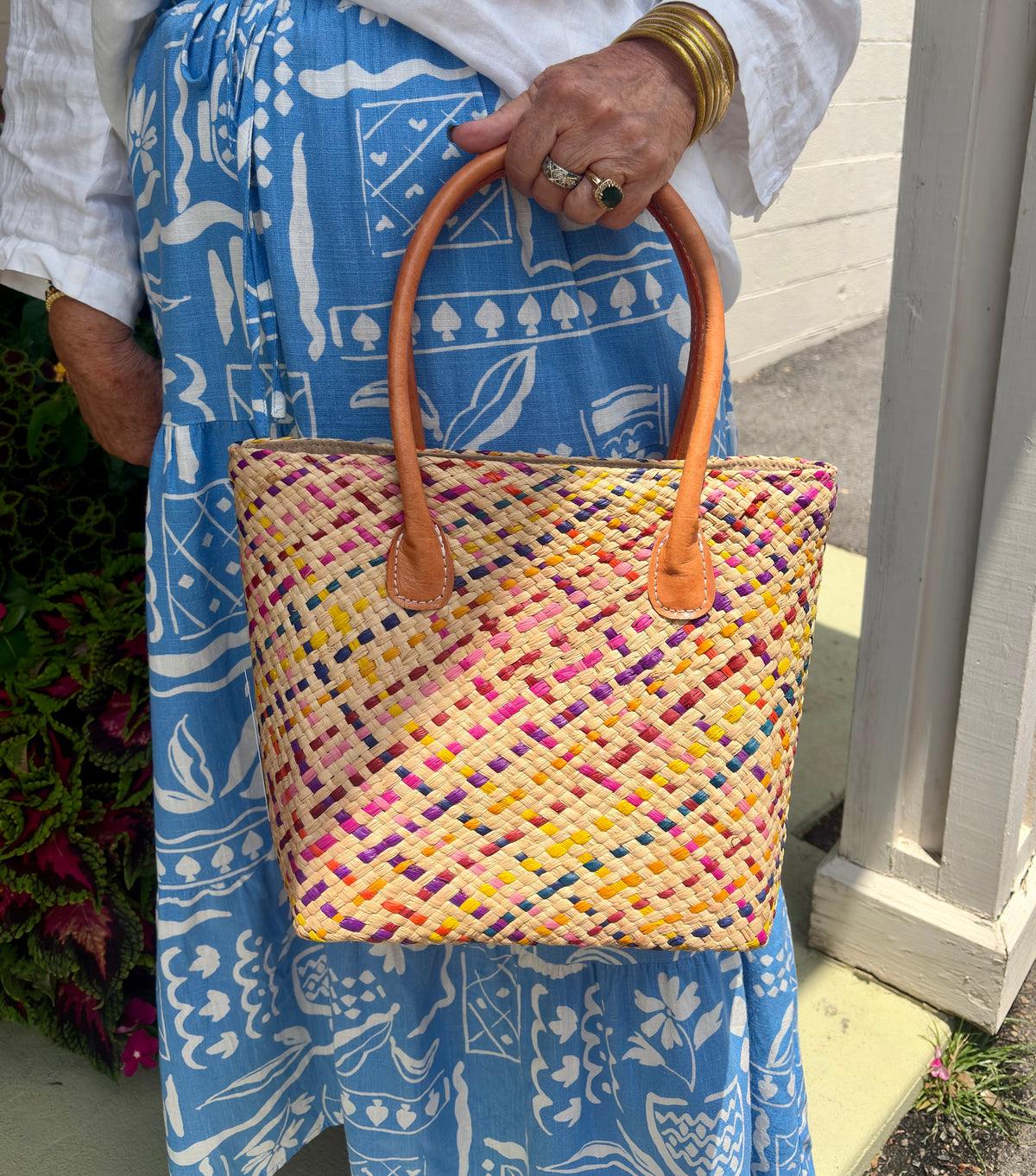 Pianina Raffia Basket Bag (Confetti)