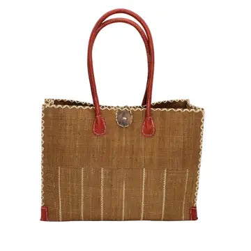 Zafran Raffia Bag (Two-Tone Tobacco)