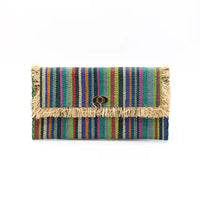 Sophie Raffia Clutch Purse (Turquoise Stripes)
